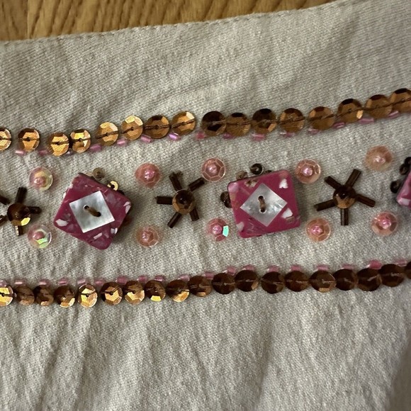 Basil & Maude Skirt Sz 2 Beaded Embroidered A-Line Beige Silver Collection Women - Picture 13 of 15